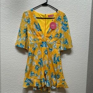 Yellow and Blue Floral Romper